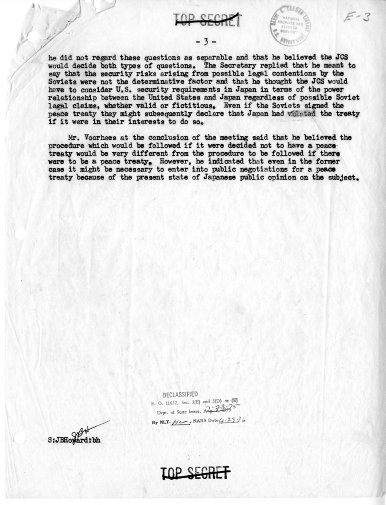 Memorandum of Conversation with Tracy S. Voorhees of the Department of Defense and Others