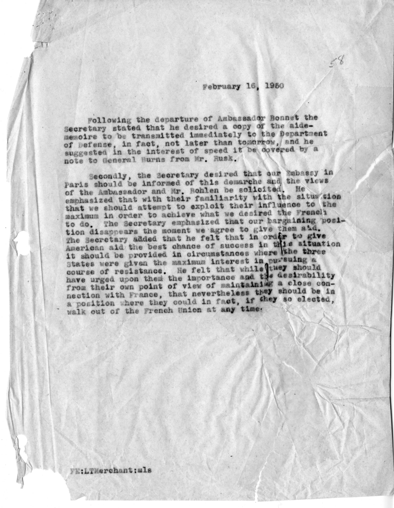 Memorandum of Conversation by Livingston Merchant