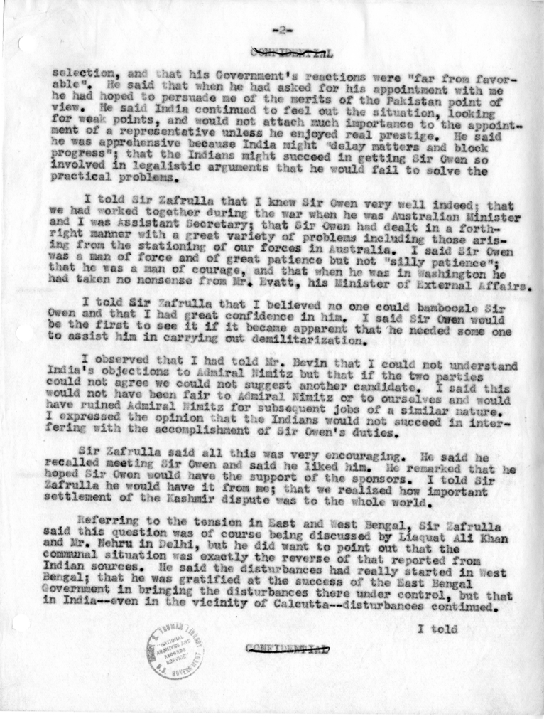Memorandum of Conversation with the Ambassador and Foreign Minister of Pakistan