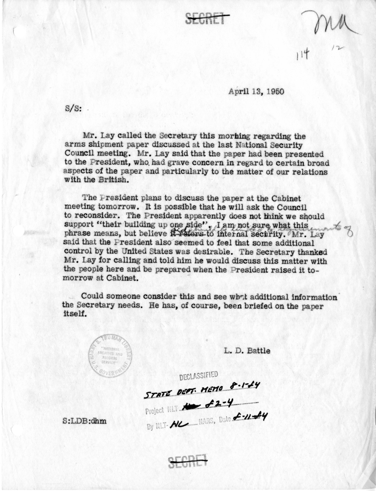 Memorandum of Telephone Conversation with James Lay