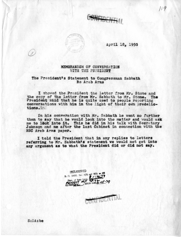 Memorandum of Conversation with the President