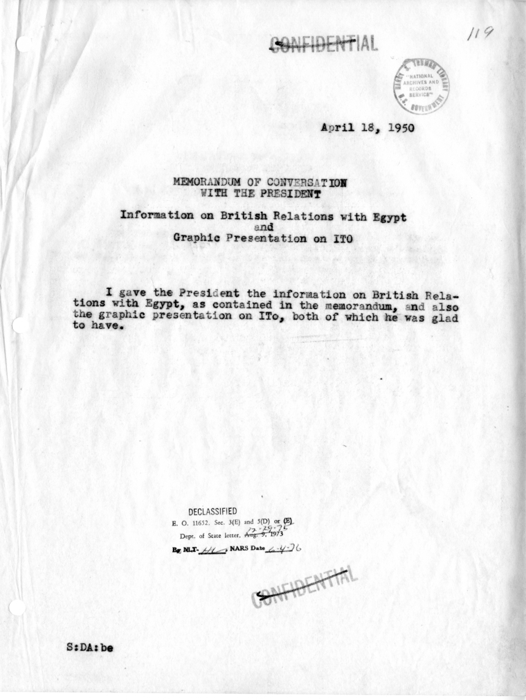 Memorandum of Conversation with the President
