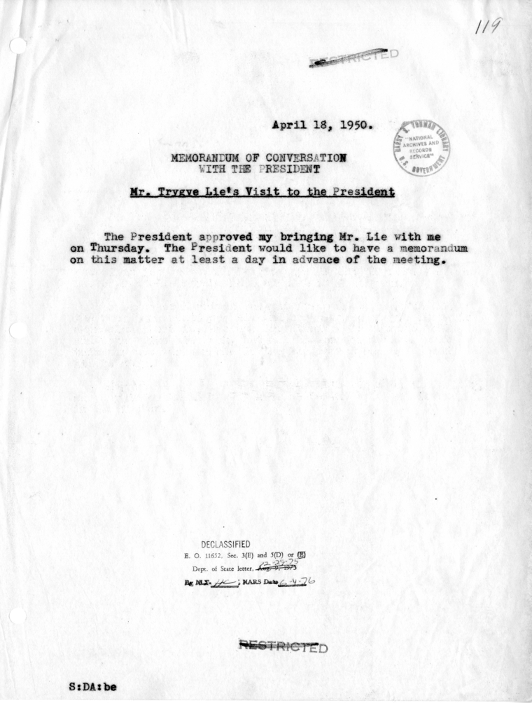Memorandum of Conversation with the President