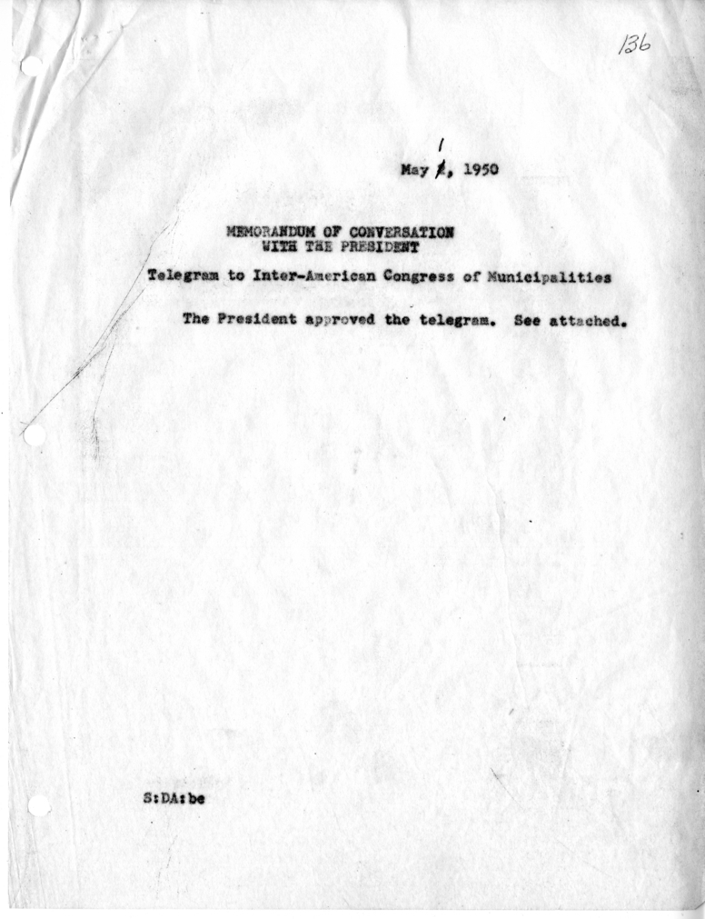 Memorandum of Conversation with the President
