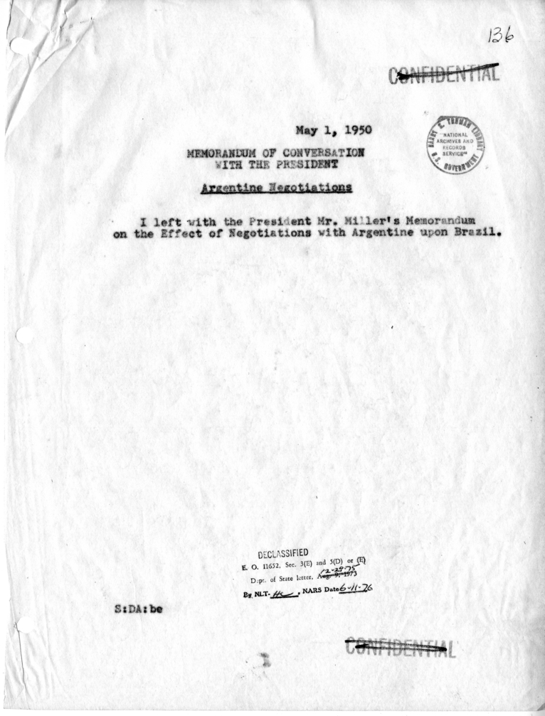 Memorandum of Conversation with the President