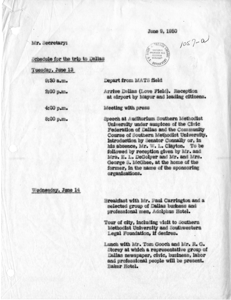 Memorandum from Lucius D. Battle to Dean Acheson