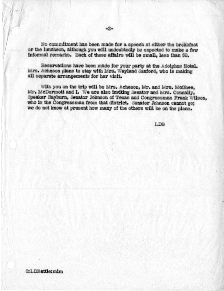 Memorandum from Lucius D. Battle to Dean Acheson