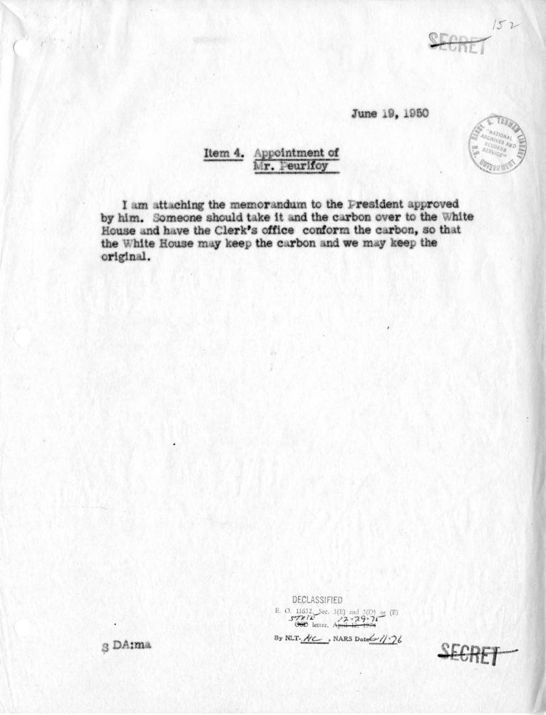 Memorandum of Conversation with the President