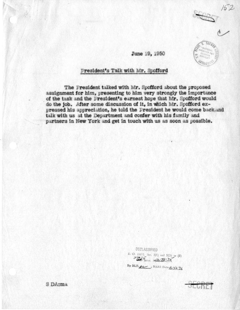 Memorandum of Conversation with the President