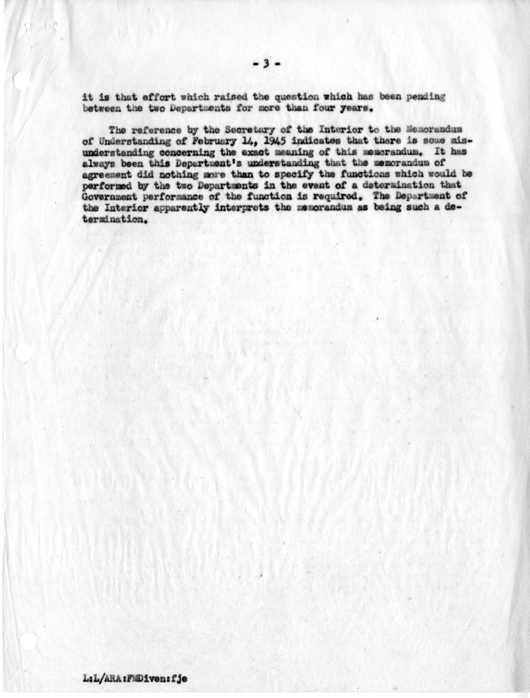 Memorandum of Conversation with Secretary of Interior Oscar Chapman, Mastin White, Goodrich W. Mineweaver, Jack B. Tate, Harold C. Herrick, and Mr. F. M. Diven