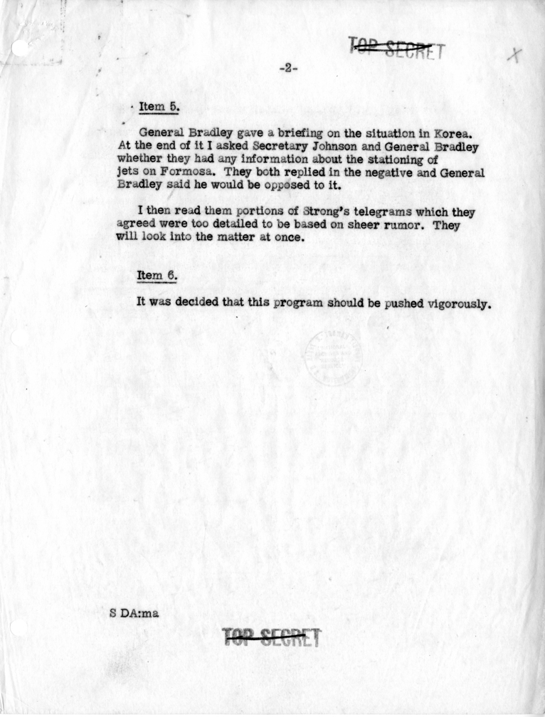 Memorandum of Meeting of the National Security Council
