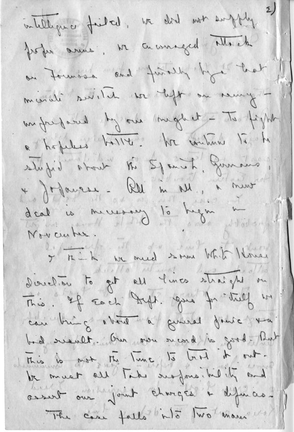 Handwritten Letter, Dean Acheson to James Webb