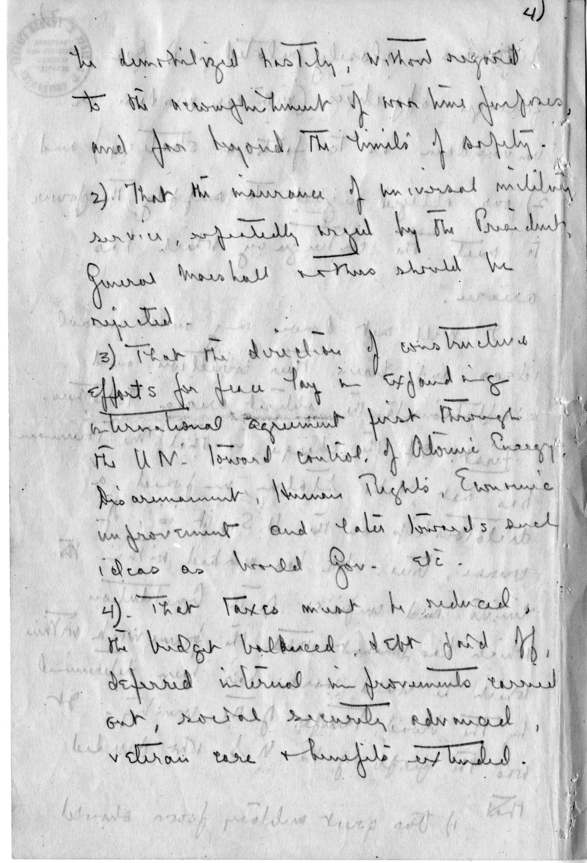 Handwritten Letter, Dean Acheson to James Webb