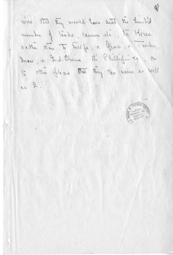 Handwritten Letter, Dean Acheson to James Webb