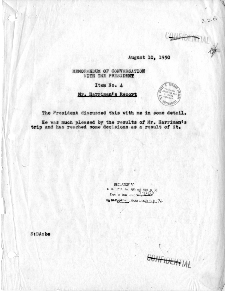 Memorandum of Conversation with the President