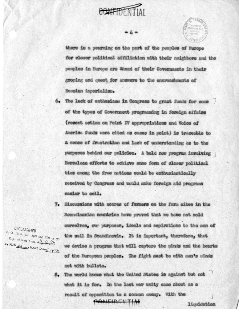 Memorandum of Conversation with W. Averell Harriman, John Foster Dulles, Mr. Cooper and Jack McFall; Senators Estes Kefauver, Edward Thye, John Sparkman, Robert Hendrickson, and William Fulbright; and Representatives James Wadsworth, Thomas H. Boggs, Robe