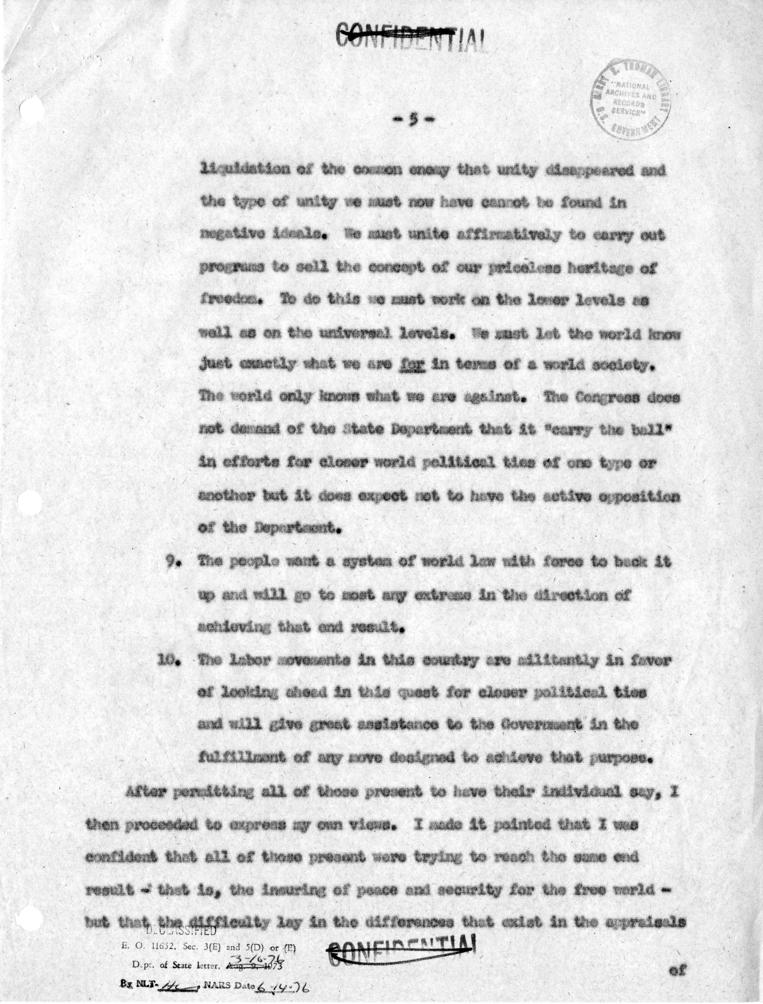 Memorandum of Conversation with W. Averell Harriman, John Foster Dulles, Mr. Cooper and Jack McFall; Senators Estes Kefauver, Edward Thye, John Sparkman, Robert Hendrickson, and William Fulbright; and Representatives James Wadsworth, Thomas H. Boggs, Robe
