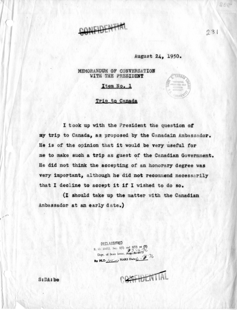 Memorandum of Conversation with the President