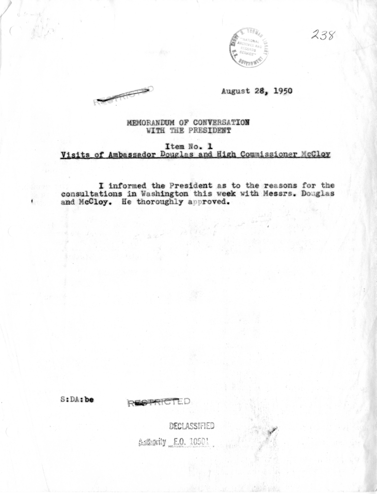 Memorandum of Conversation with the President