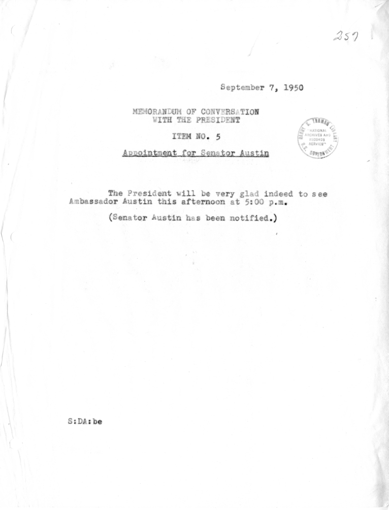 Memorandum of Conversation with the President