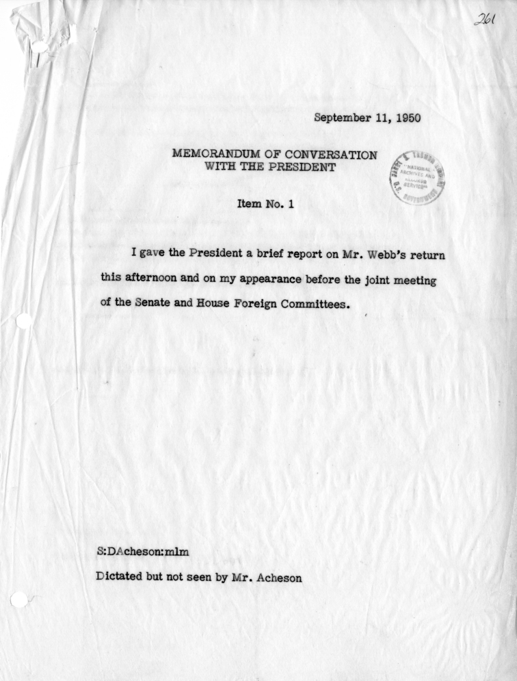 Memorandum of Conversation with the President