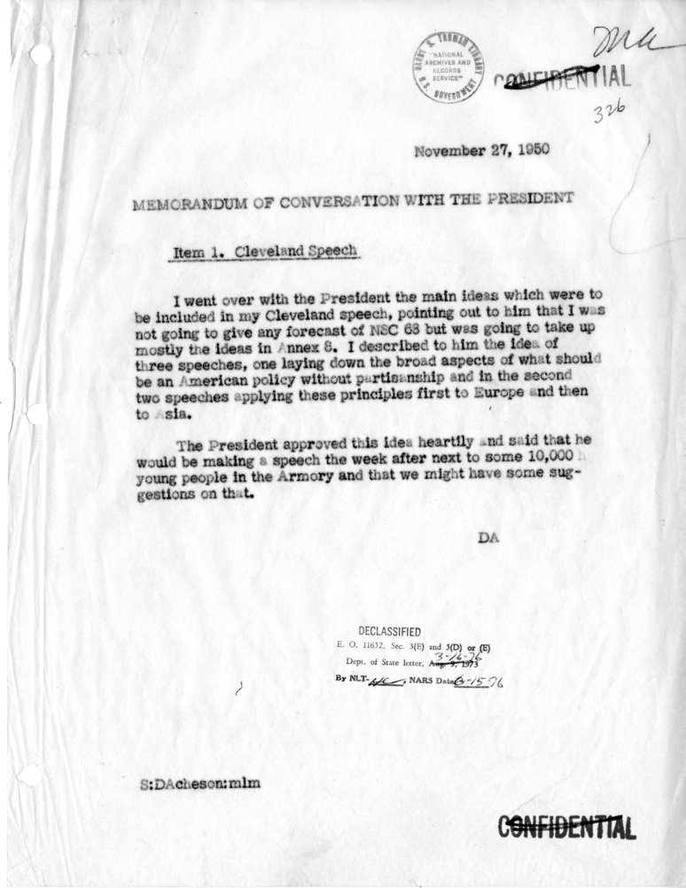 Memorandum of Conversation with the President