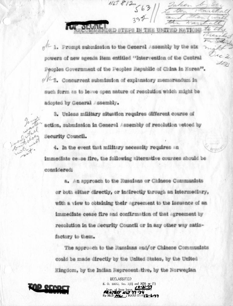 Memorandum, "Recommended Steps in the United Nations