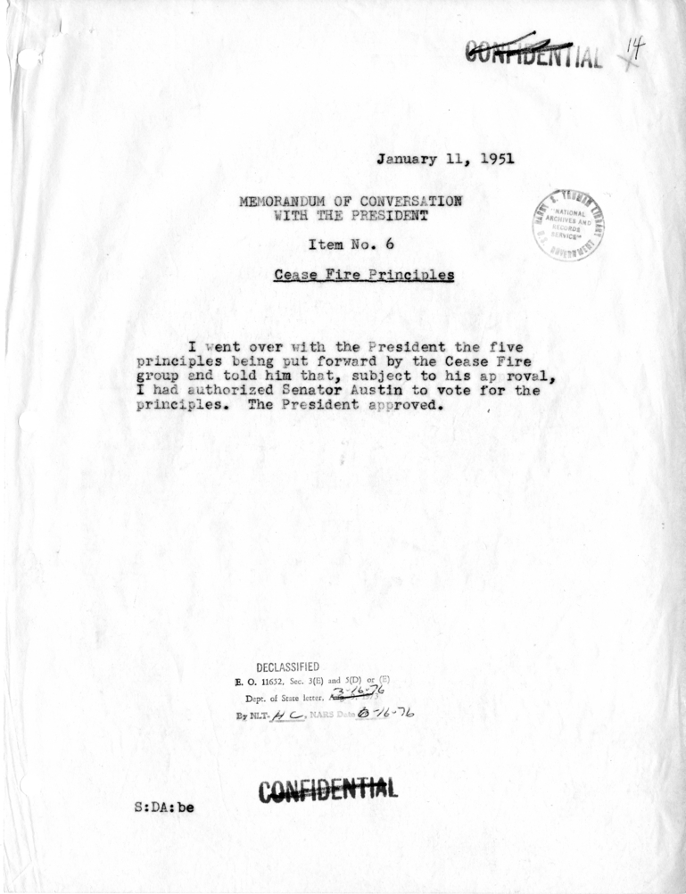 Memorandum of Conversation with the President