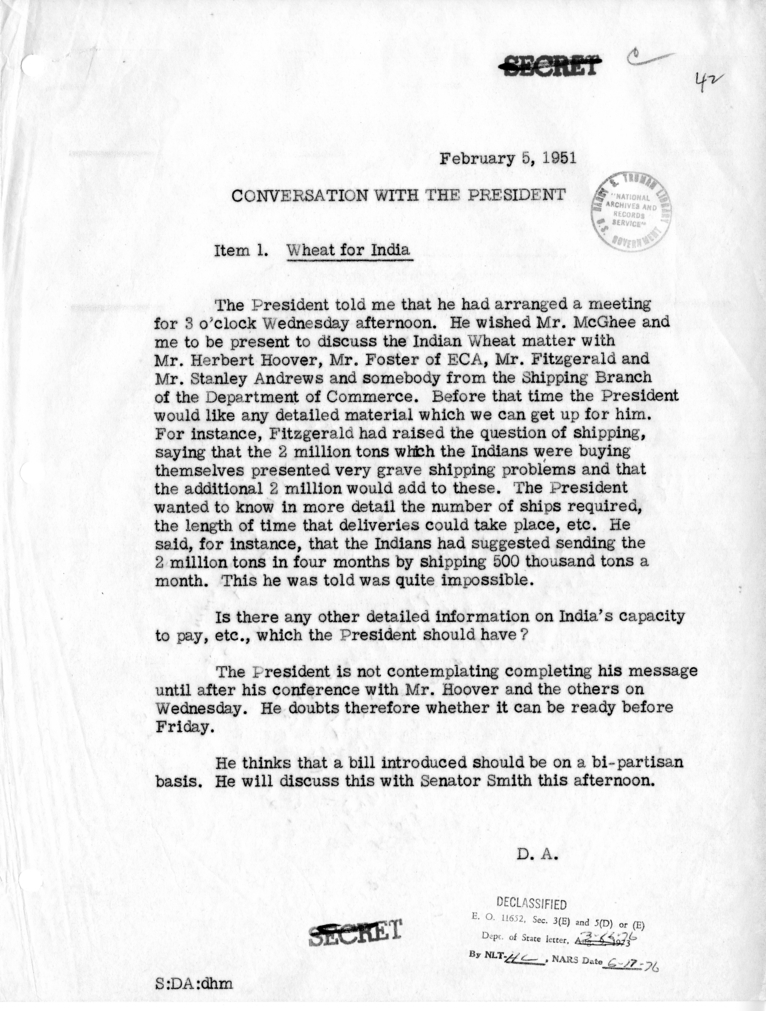 Memorandum of Conversation with the President