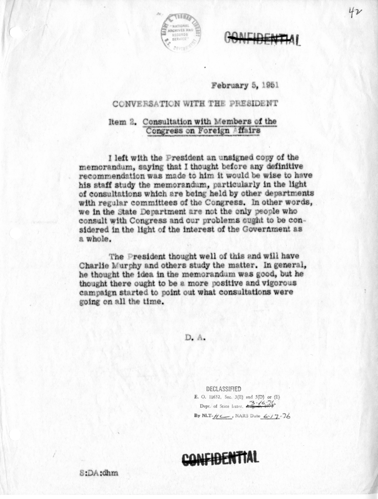 Memorandum of Conversation with the President