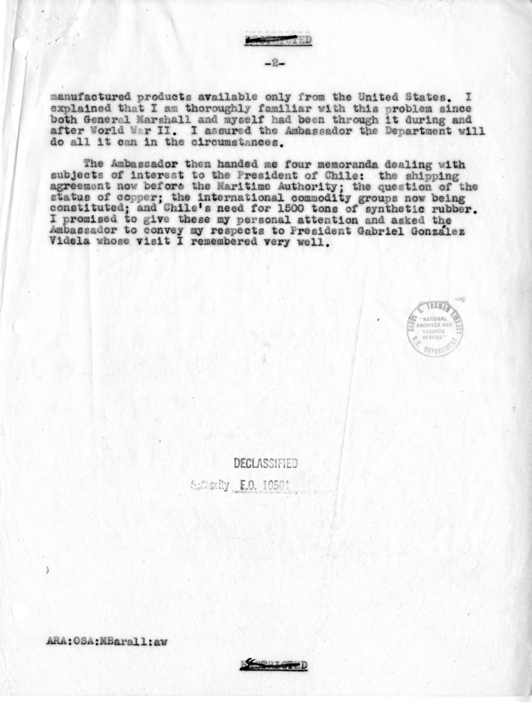 Memorandum of Conversation with Ambassador Felix Nieto of Chile, William Krieg, and Mr. Barall