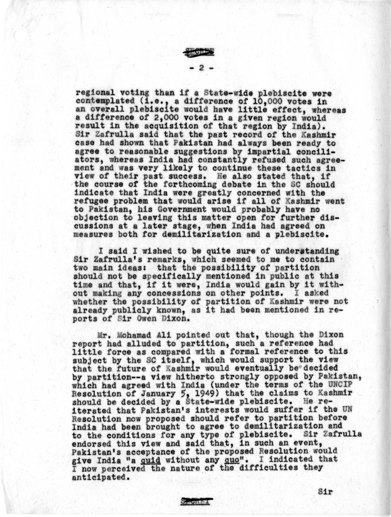 Memorandum of Conversation with the Ambassador, Foreign Minister, and Secretary-General of the Foreign Office of Pakistan, Elbert Mathews, and Richard D. Gatewood