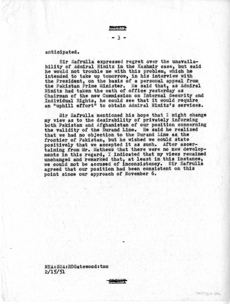 Memorandum of Conversation with the Ambassador, Foreign Minister, and Secretary-General of the Foreign Office of Pakistan, Elbert Mathews, and Richard D. Gatewood