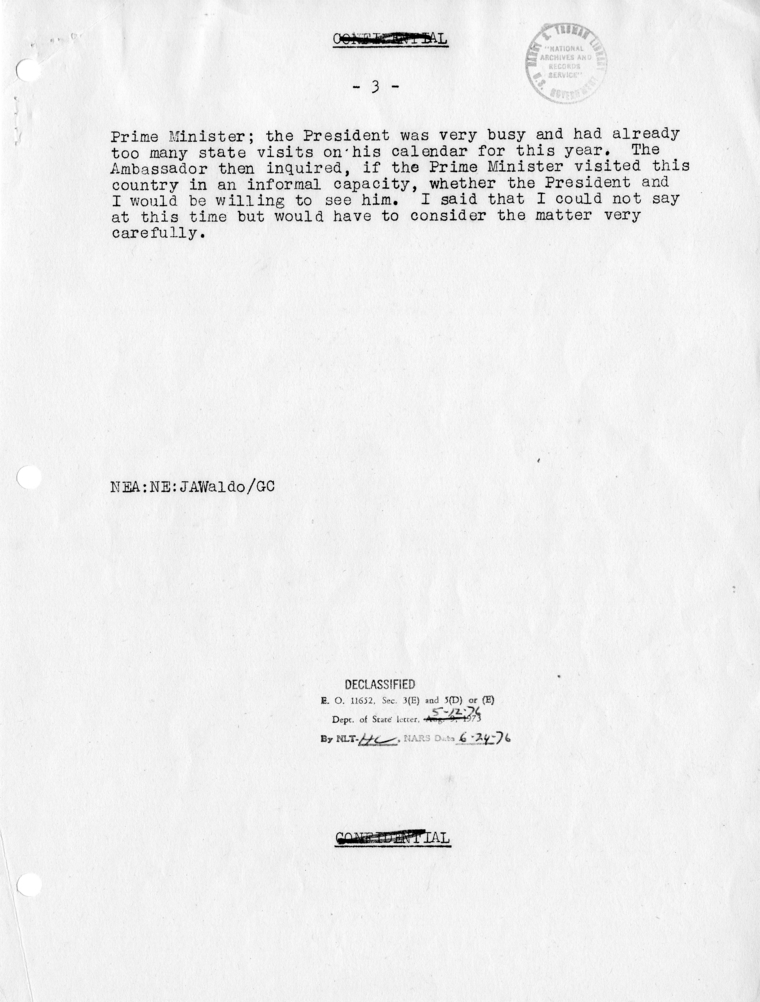 Memorandum of Conversation with Ambassador Abba Eben of Israel, the Director-General of the Finance Ministry of Israel David Horowitz, and John A. Waldo