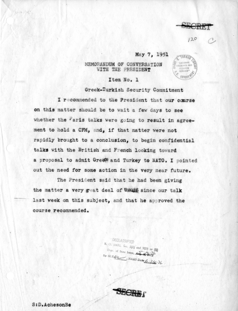 Memorandum of Conversation with the President