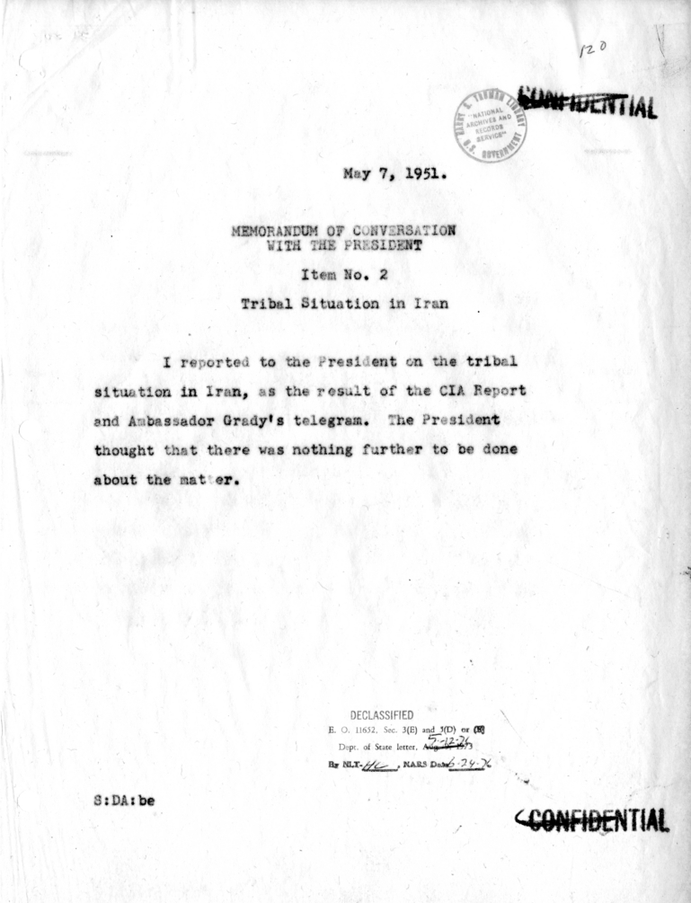 Memorandum of Conversation with the President