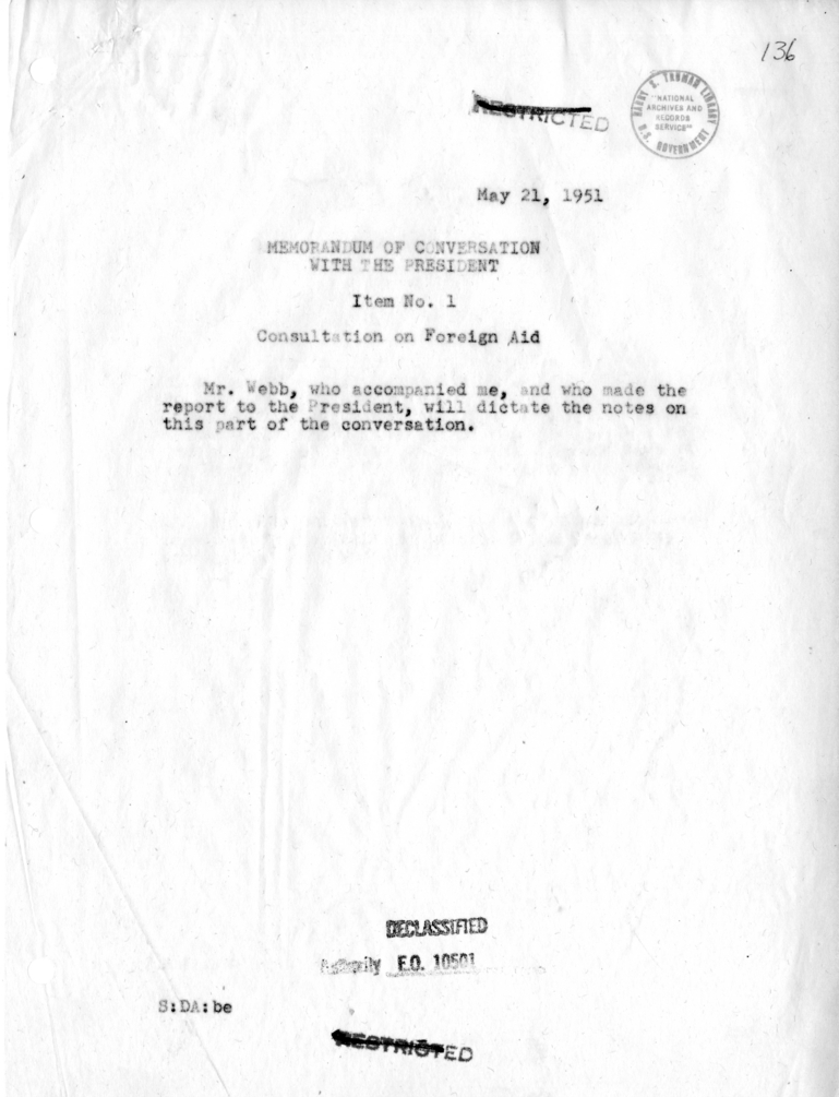 Memorandum of Conversation with the President