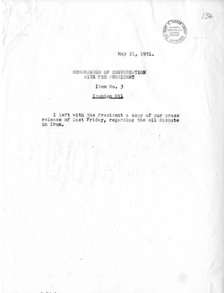 Memorandum of Conversation with the President