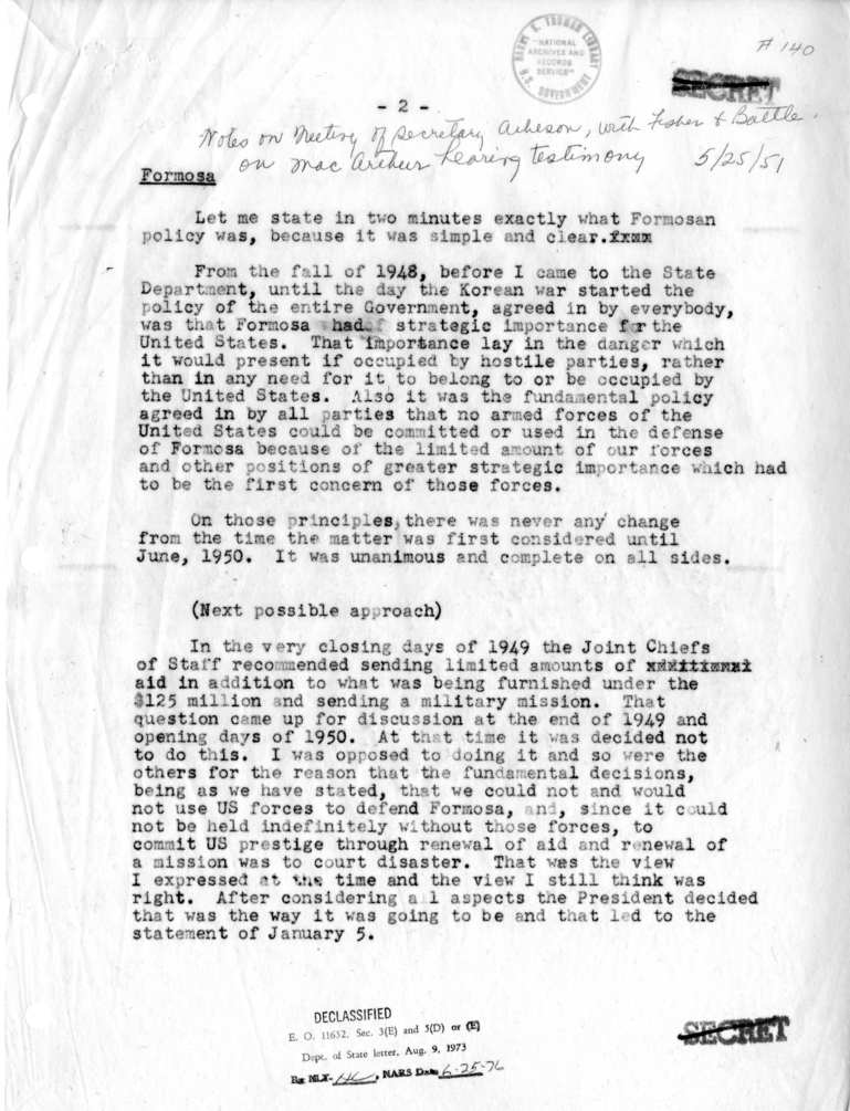 Notes of Meeting with Adrian S. Fisher and Lucius D. Battle