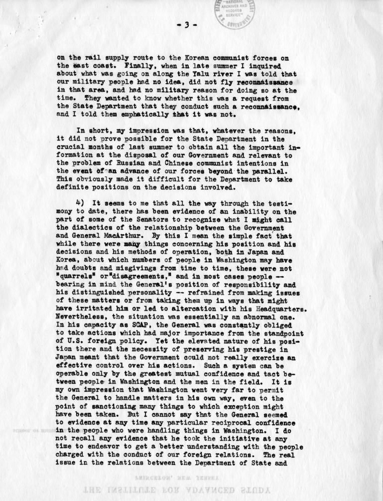 Letter from George Kennan to Dean Acheson with Attached Speech