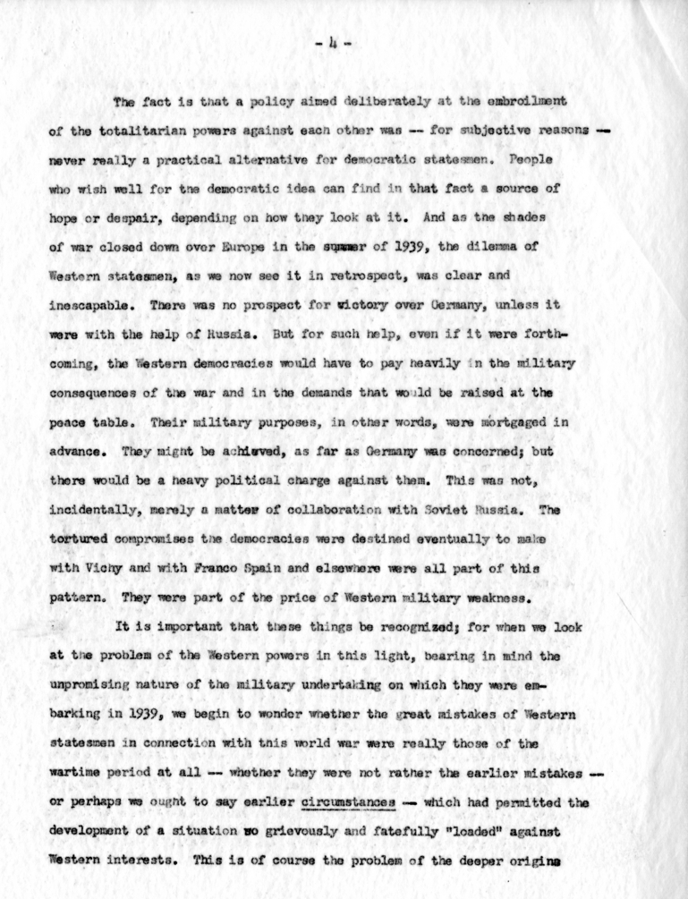 Letter from George Kennan to Dean Acheson with Attached Speech