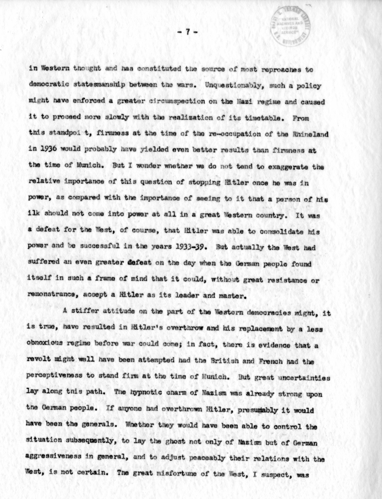 Letter from George Kennan to Dean Acheson with Attached Speech