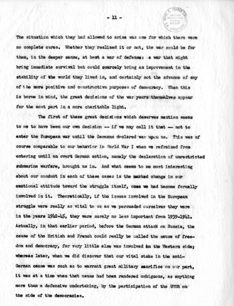 Letter from George Kennan to Dean Acheson with Attached Speech