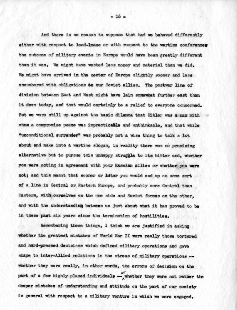 Letter from George Kennan to Dean Acheson with Attached Speech