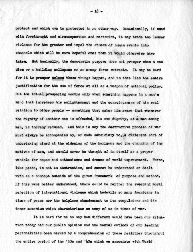Letter from George Kennan to Dean Acheson with Attached Speech