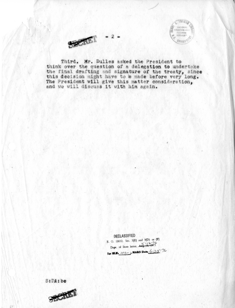 Memorandum of Conversation with President Harry S. Truman and John Foster Dulles