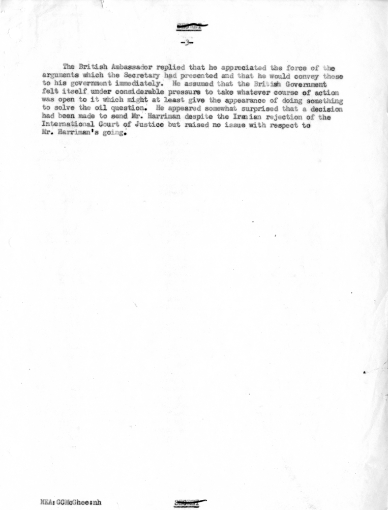 Memorandum of Conversation with Memorandum of Conversation with Ambassador Sir Oliver Franks of Great Britain, H. Freeman Matthews, John D. Hickerson, and George C. McGhee
