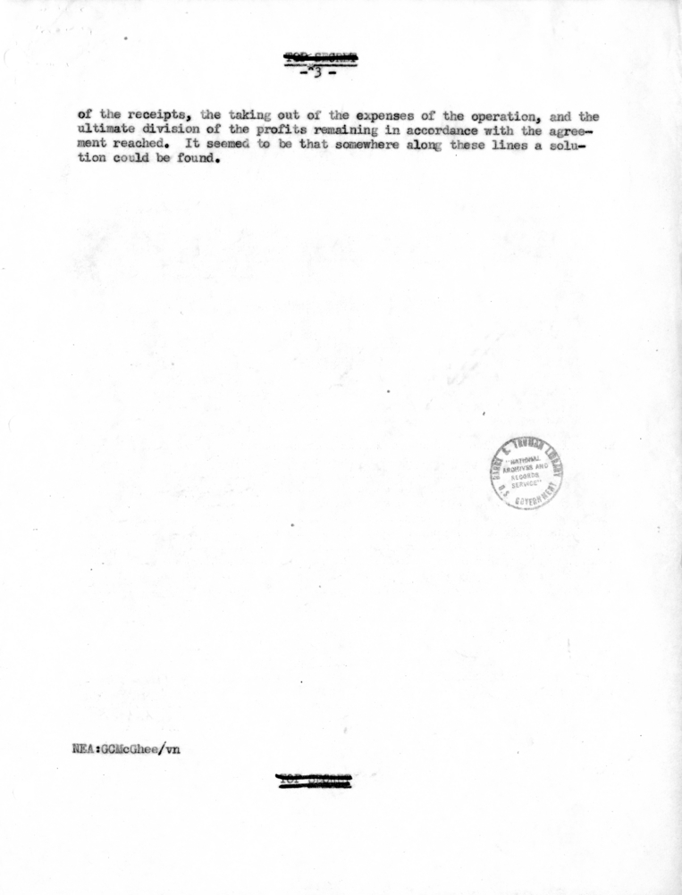 Memorandum of Conversation with Ambassador Sir Oliver Franks of Great Britain, H. Freeman Matthews, W. Averell Harriman, and George C. McGhee