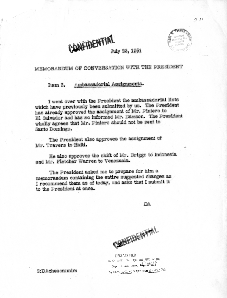 Memorandum of Conversation with the President