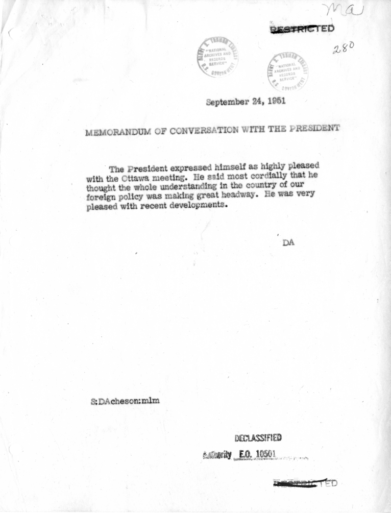 Memorandum of Conversation with the President
